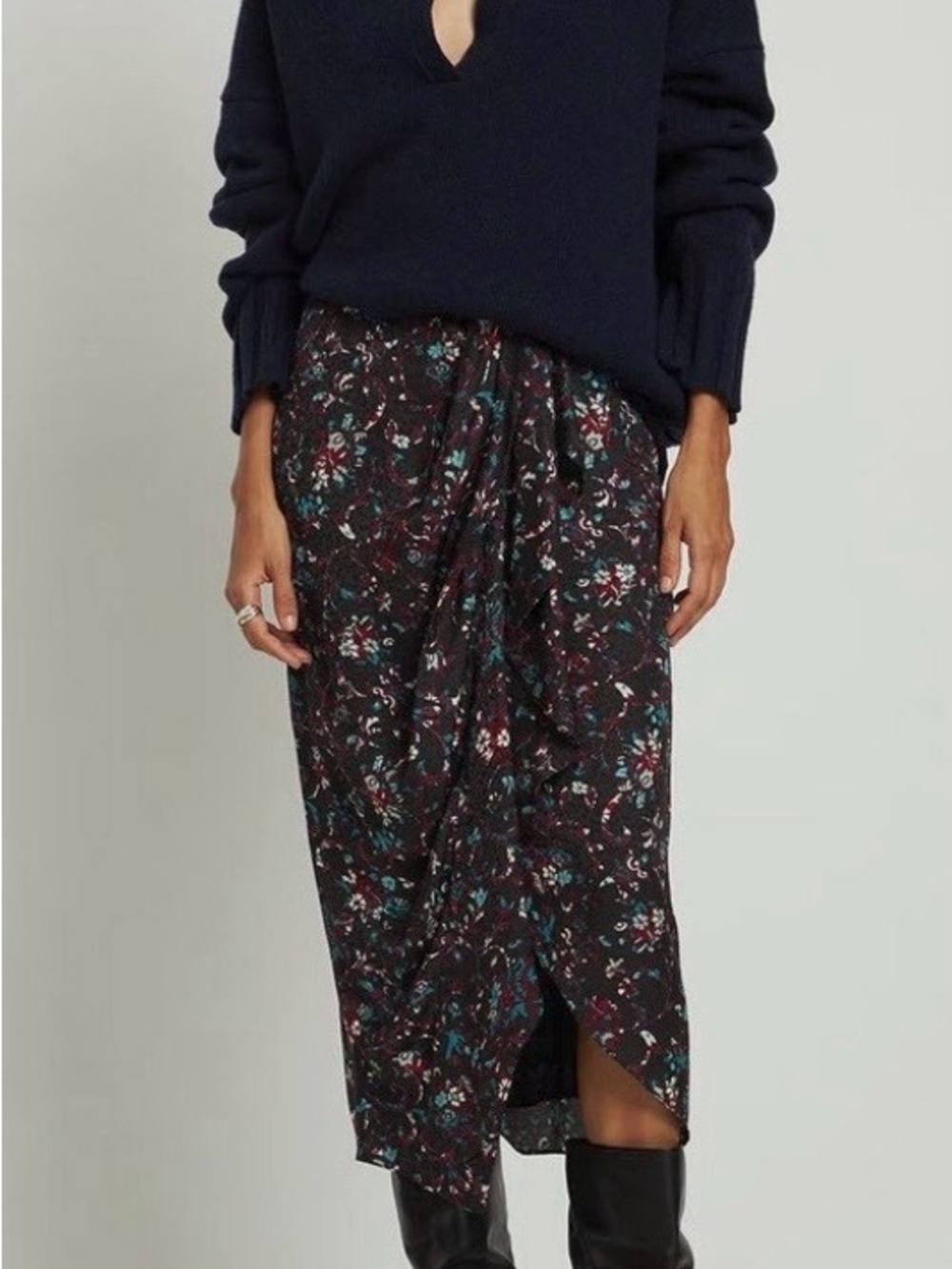 Isabel Marant Étoile Berthe Draped Floral Skirt, Size 38